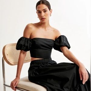 Black, Poplin Maxi Skirt